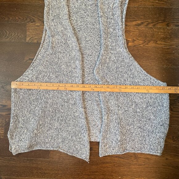 Eskandar Open Sweater Vest Waistcoat Gray Oversize Knit-One Size - Picture 8 of 9
